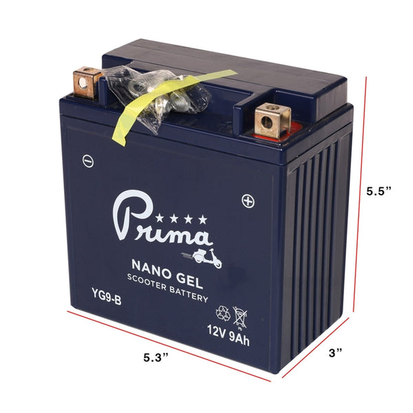 Prima Gel Battery (12V YG9-B); Genuine Stella 2T