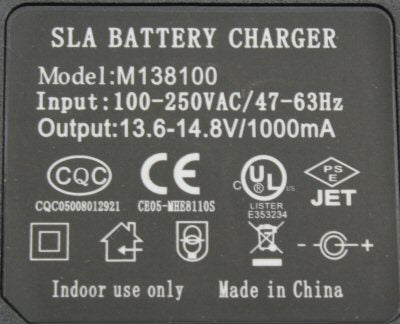 Universal Parts 12v, 1ah Battery Charger - Alligator Clips