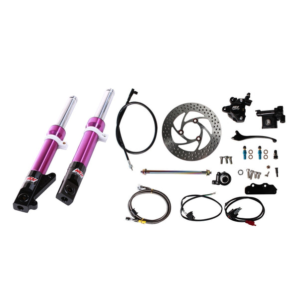 NCY FRONT END KIT (PURPLE FORKS, NO RIM); HONDA RUCKUS