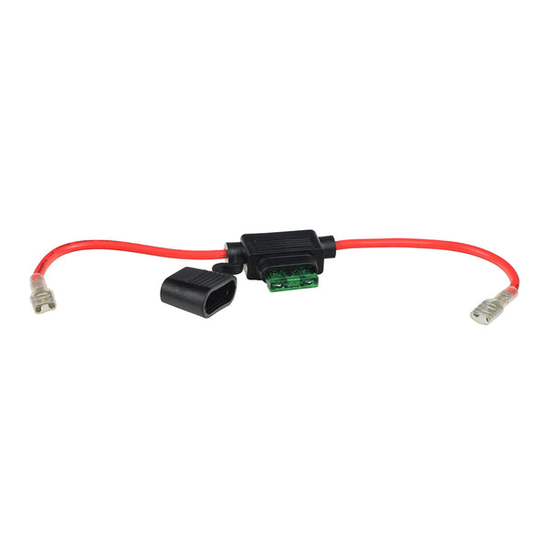 In-line 30 Amp ATM Blade Fuse Holder with Wire & 1/4" Battery Terminal Connectors