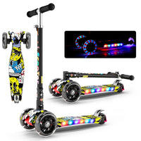 Kid's Shining Adjustable Foldable LED Lighted Scooter (2-12 Years)