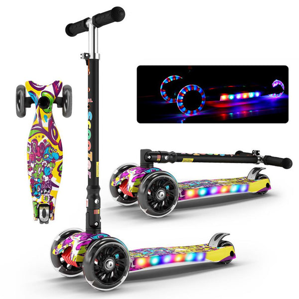 Kid's Shining Adjustable Foldable LED Lighted Scooter (2-12 Years)