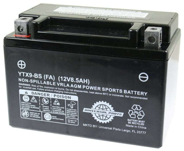 Universal Parts 12V 8.5AH Battery YTX9-BS - Factory Activated